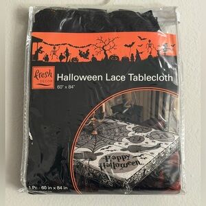 Black Halloween Lace Tablecloth - Spooky Holiday Decor
